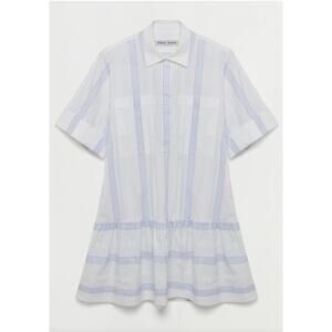 Jonathan Simkai Cris Dress Blue/White Button Down Shirt Dress Large EUC ($375)a